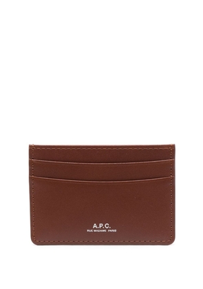 A.P.C. André logo-stamp leather cardholder - Brown