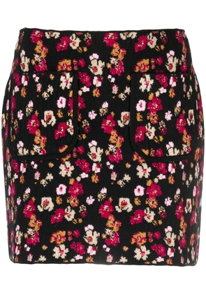 Barrie floral-print cashmere miniskirt - Black