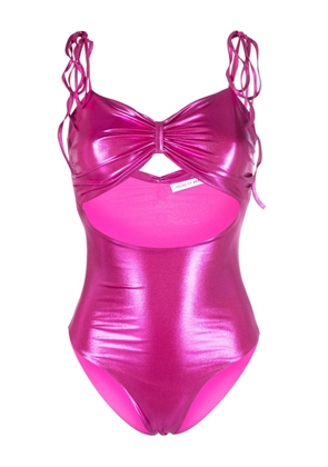Amen metallic-effect cut-out swimsuit - Pink