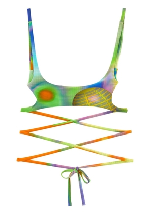 AMBUSH graphic-print strappy bra top - Green