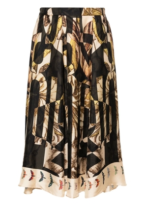 Pierre-Louis Mascia abstract-print silk skirt - Brown