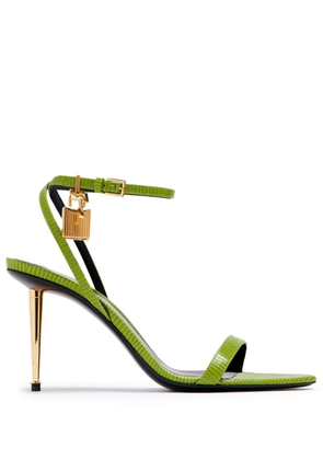 TOM FORD padlock-detail embossed-crocodile sandals - Green