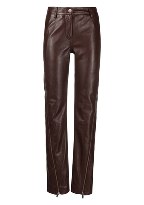 REMAIN high-waisted leather trousers - Brown
