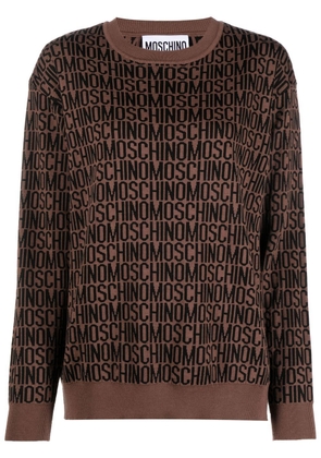Moschino logo-print crew neck sweatshirt - Brown