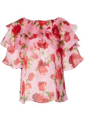 Carolina Herrera floral-print silk blouse - Pink