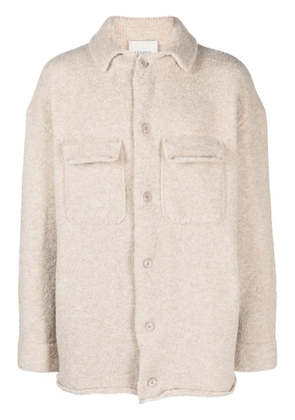 Laneus bouclé-effect button-up overshirt coat - Neutrals