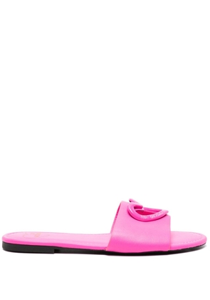 Love Moschino heart-plaque leather slides - Pink
