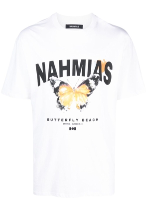 Nahmias Butterfly Beach-print cotton T-shirt - White