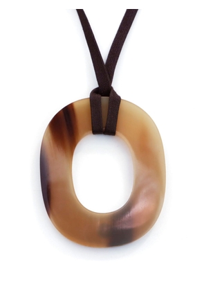 Hermès Pre-Owned 2000s cut-out oval pendant necklace - Brown