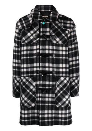 Roberto Cavalli check-patterned duffle coat - Black