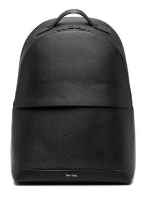 Paul Smith logo-strap leather backpack - Black
