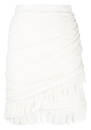 Balmain ruffled-trim gathered miniskirt - White