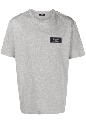 Balmain logo-patch mélange T-shirt - Grey