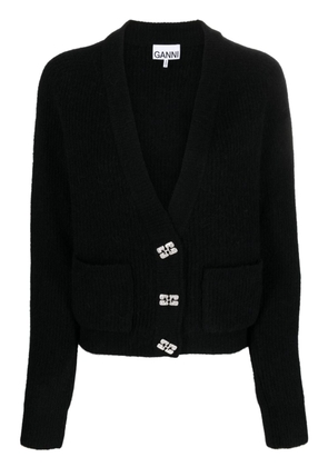 GANNI V-neck wool-blend cardigan - Black
