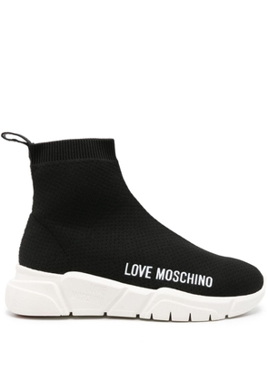 Love Moschino logo-appliqué sock-ankle sneakers - Black
