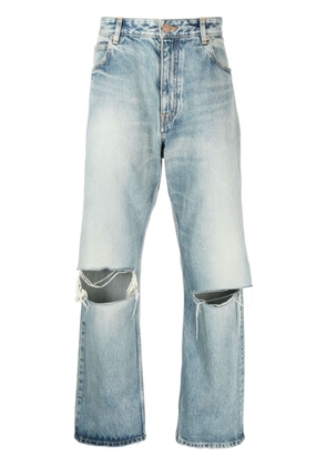 Balenciaga distressed low-rise wide-leg jeans - Blue