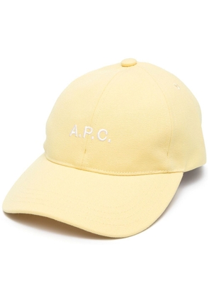A.P.C. logo-embroidered cap - Yellow
