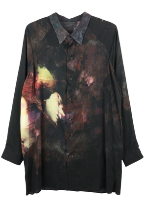 Yohji Yamamoto abstract-print long-sleeved shirt - Black