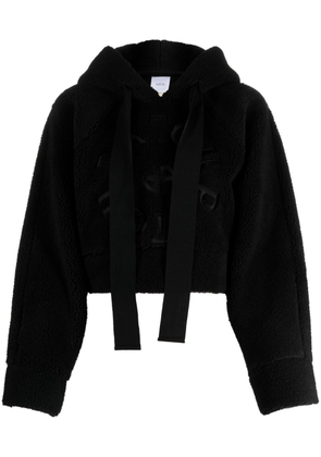 Patou letter-appliqué fleece hoodie - Black