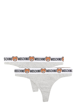Moschino logo-waistband cotton-blend thongs (pack of two) - Grey