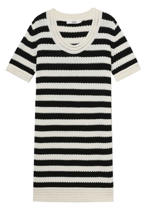 b+ab horizontal stripe knitted short-sleeved dress - Black