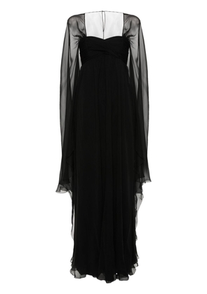 Alberta Ferretti cape-detail chiffon gown - Black