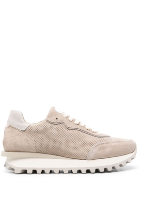 Eleventy perforated suede sneakers - Neutrals