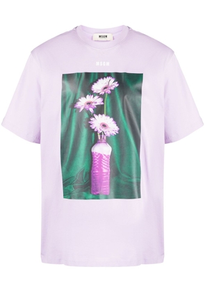 MSGM graphic-print organic cotton T-shirt - Purple