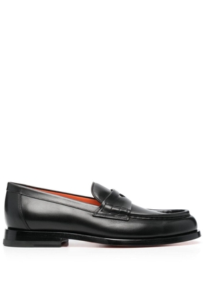 Santoni flat leather loafers - Black