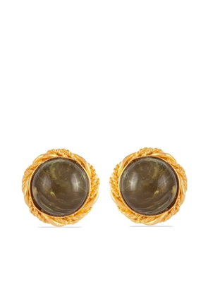 Susan Caplan Vintage 1980s stone-embellished clip-on earrings - Gold