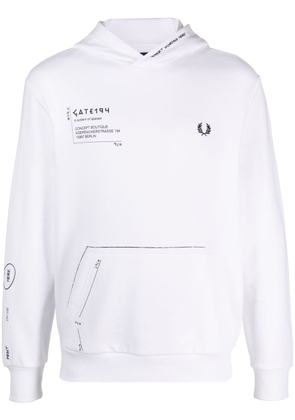 Fred Perry x GATE194 signature-print hoodie - White