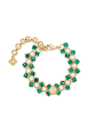 Casablanca Crystal And Pearl chain bracelet - Gold