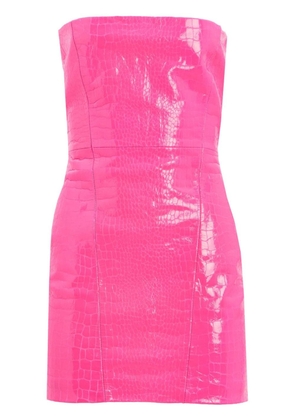 Retrofete Kimora crocodile-embossed leather strapless mini dress - Pink