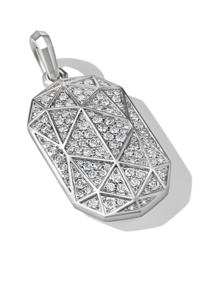 David Yurman Torqued sterling silver diamond tag pendant
