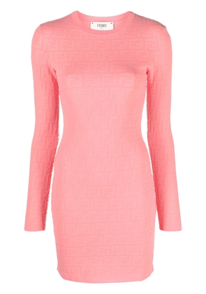 FENDI monogram-pattern mini dress - Pink