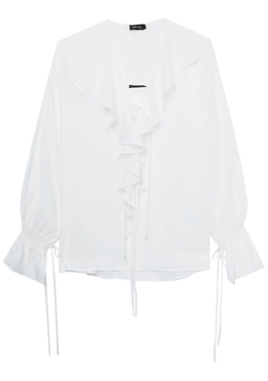 tout a coup lace-up ruffled blouse - White