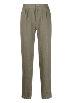 Kiton elasticated-waist linen trousers - Green