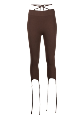 ANDREĀDAMO strap-detail cropped leggings - Brown