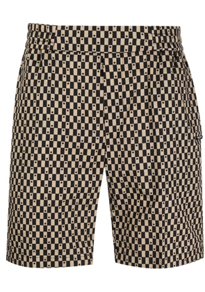 costume national contemporary logo-plaque checked dotted shorts - Neutrals