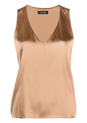 STYLAND sleeveless V-neck blouse - Brown