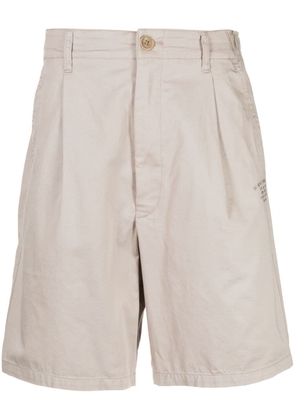 izzue embroidered logo-detail cotton shorts - Neutrals