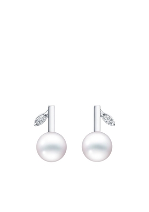 TASAKI 18kt white gold Kugel pearl and diamond earrings - Silver