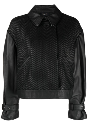 Paule Ka cropped leather jacket - Black