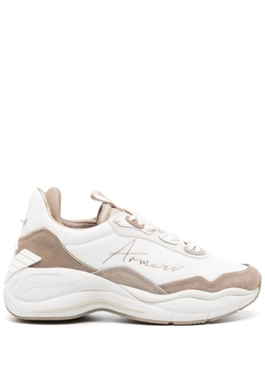 Emporio Armani logo-lettering chunky sneakers - White