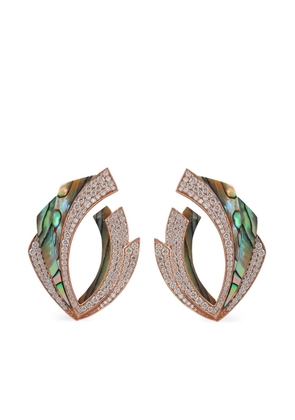 Ananya 18kt rose gold Mogra Blossom abalone and diamond earrings - Pink