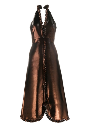 Temperley London metallic ruffle gown - Brown