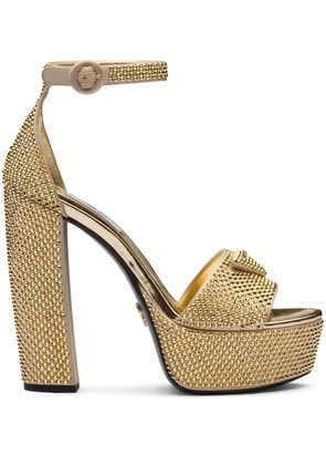 Prada 135mm crystal-embellished platform sandals - Gold