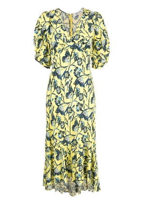 DVF Diane von Furstenberg butterfly-print midi dress - Yellow