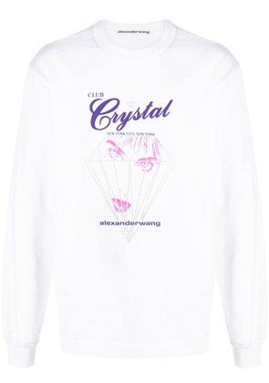 Alexander Wang Club Crystal graphic-print cotton T-shirt - White