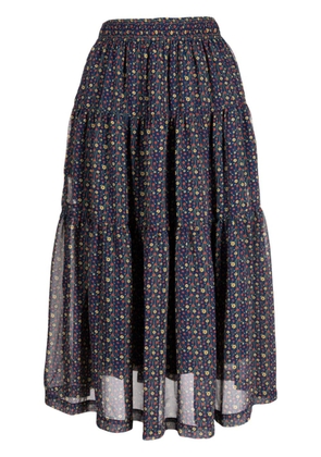CHOCOOLATE floral-print tiered skirt - Blue
